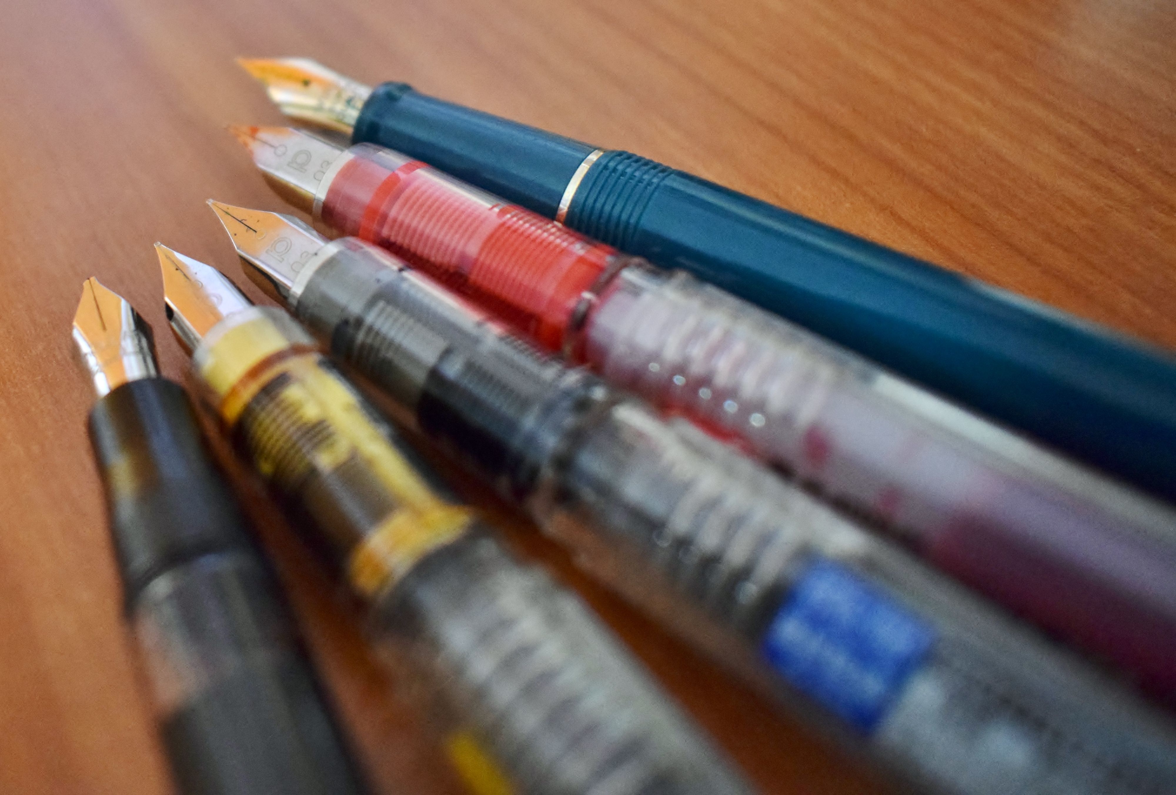 A variety of Platinum fountain pens