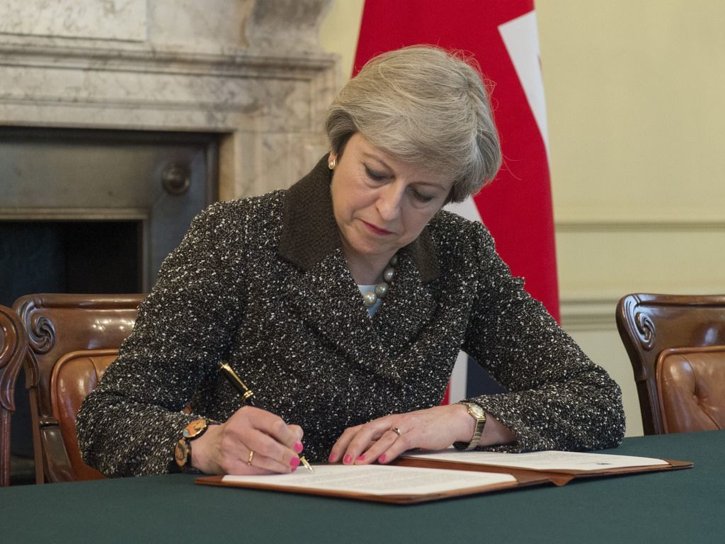 PM Theresa May Signs Brexit Letter
