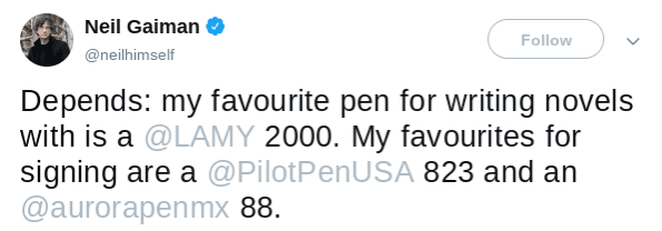famous-authors-and-their-fountain-pens-gaiman-tweet